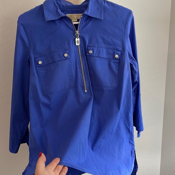 MK Michael Kors Blue 3/4 zip Ladies top shirt - Picture 1 of 6